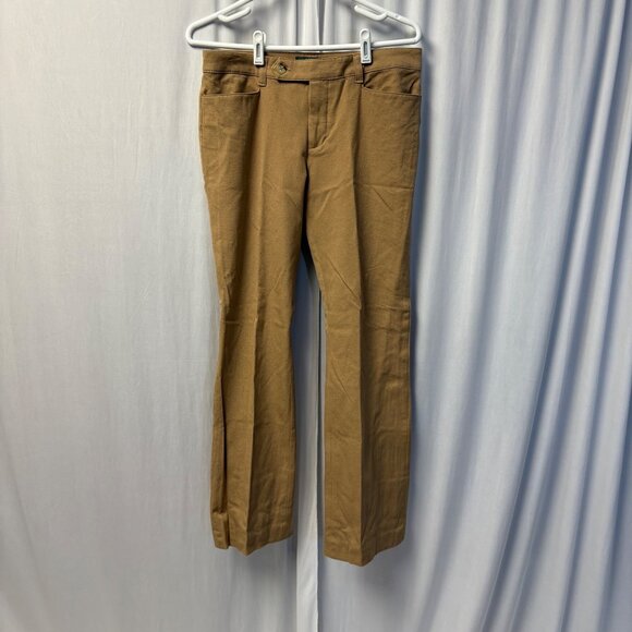 Lauren Ralph Lauren Adelle Womens Tan Trousers Size 6 Straight Leg Pants Stretch - Picture 1 of 9